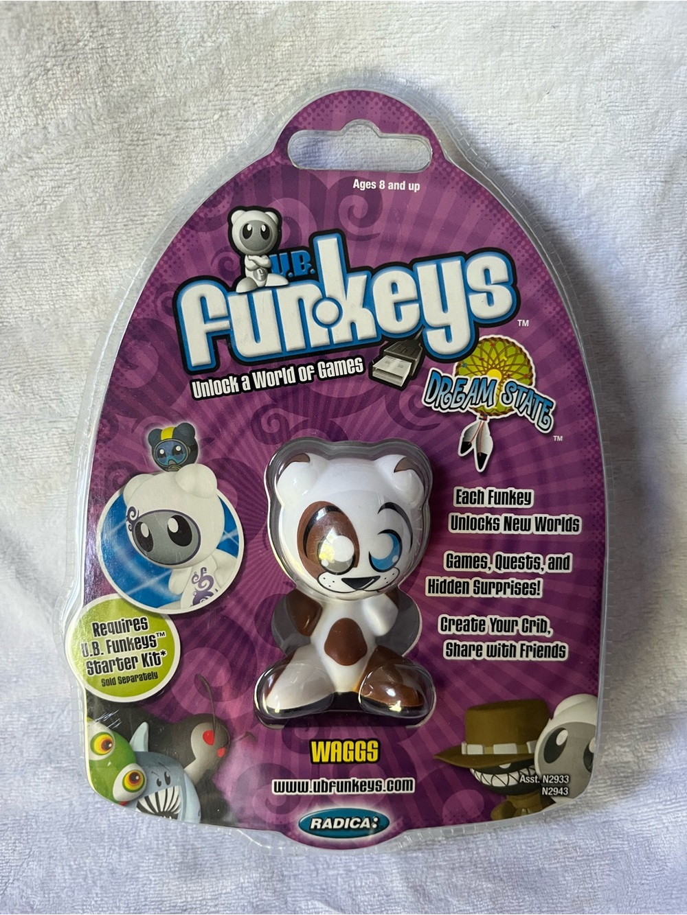 Radica UB Funkeys Dream State Waggs Figure White Puppy Dog Chase Rare Version